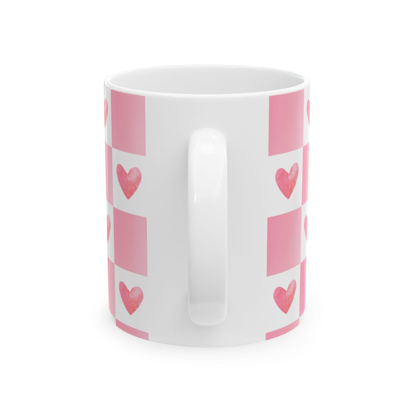 Heart mug side view – pink ceramic Valentine’s Day gift