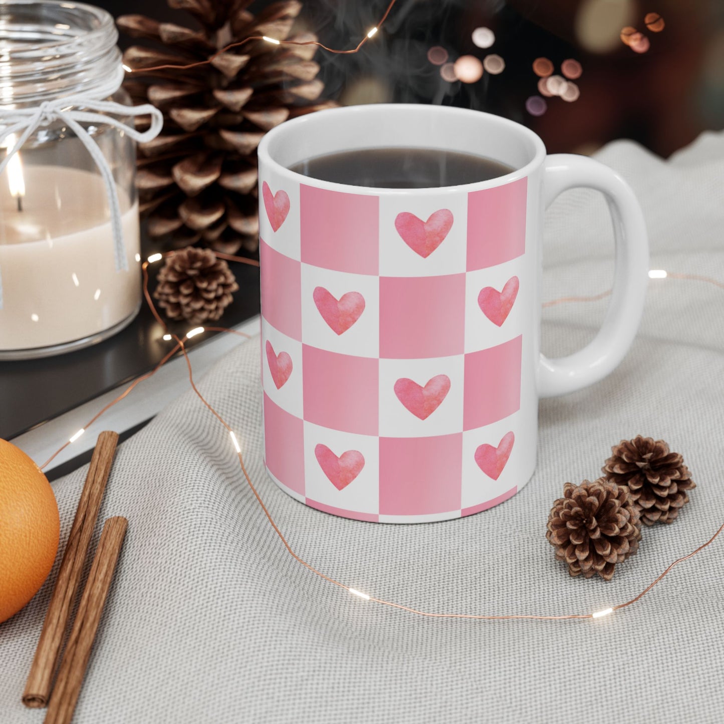 Heart Mug | Romantic Pink Ceramic Coffee Cup