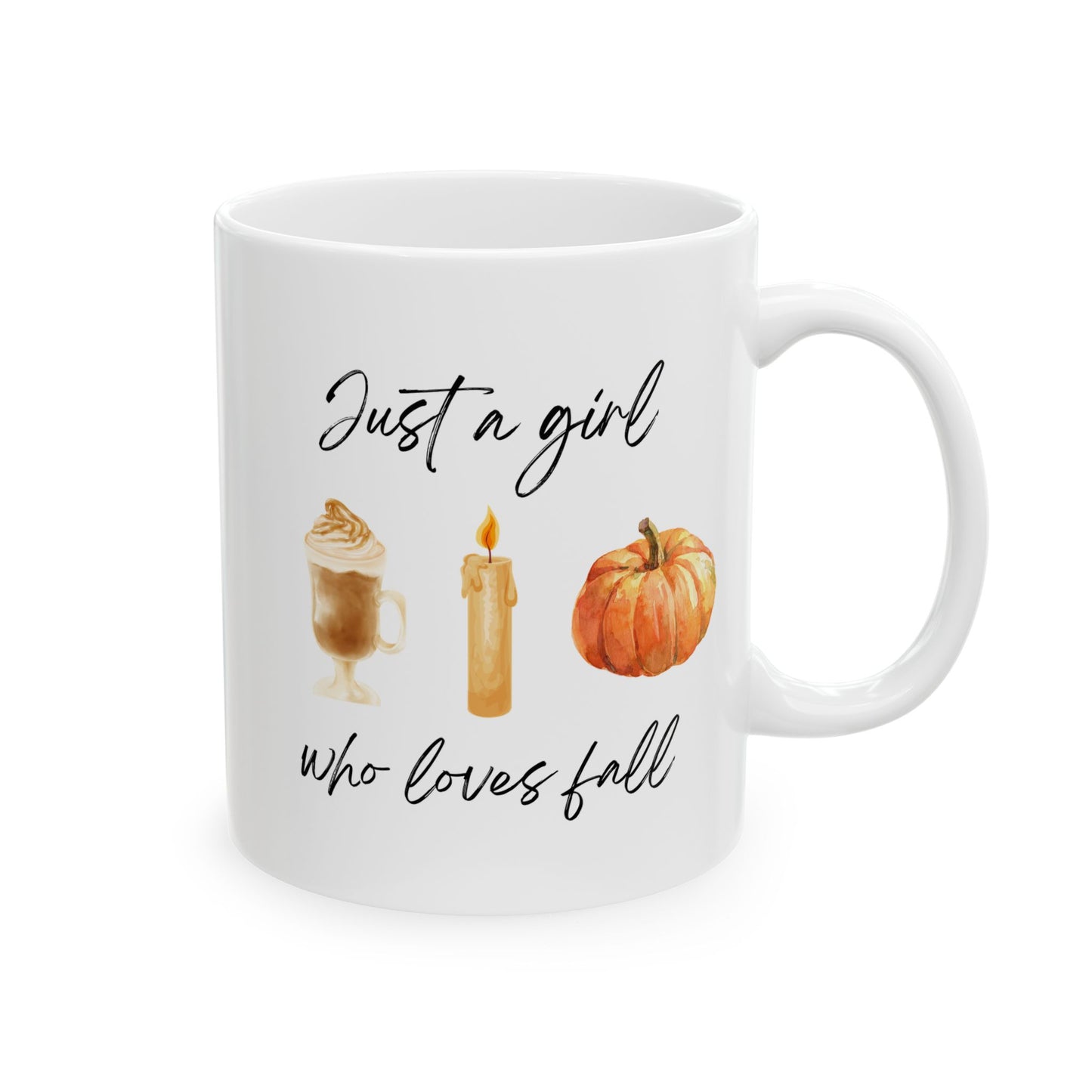 Pumpkin spice latte inspired mug β Just a girl who loves fall