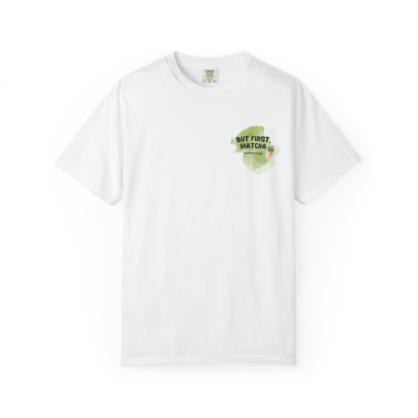 But first, matcha T-Shirt in white – front view