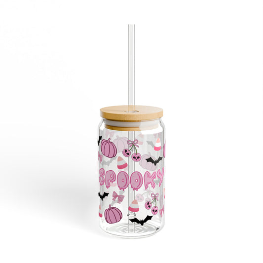 Spooky Sipper Glass with Halloween design – front view