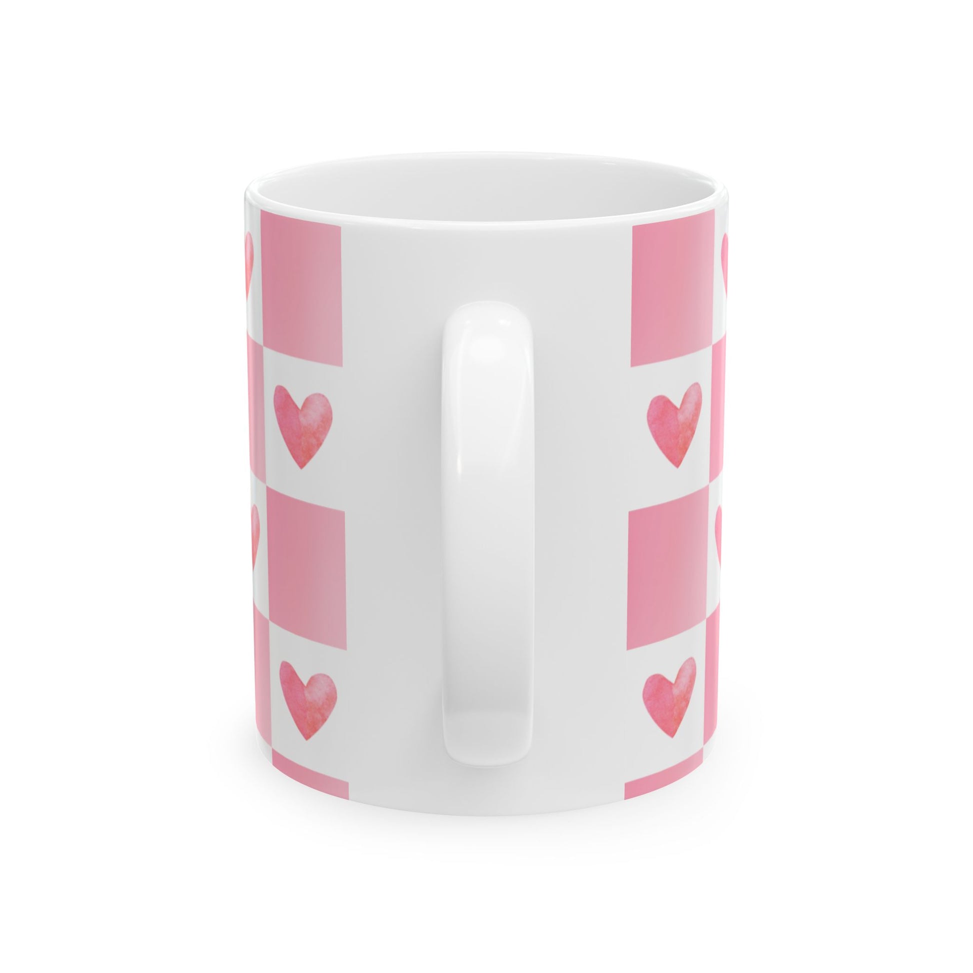 Heart mug side view – pink ceramic Valentine’s Day gift