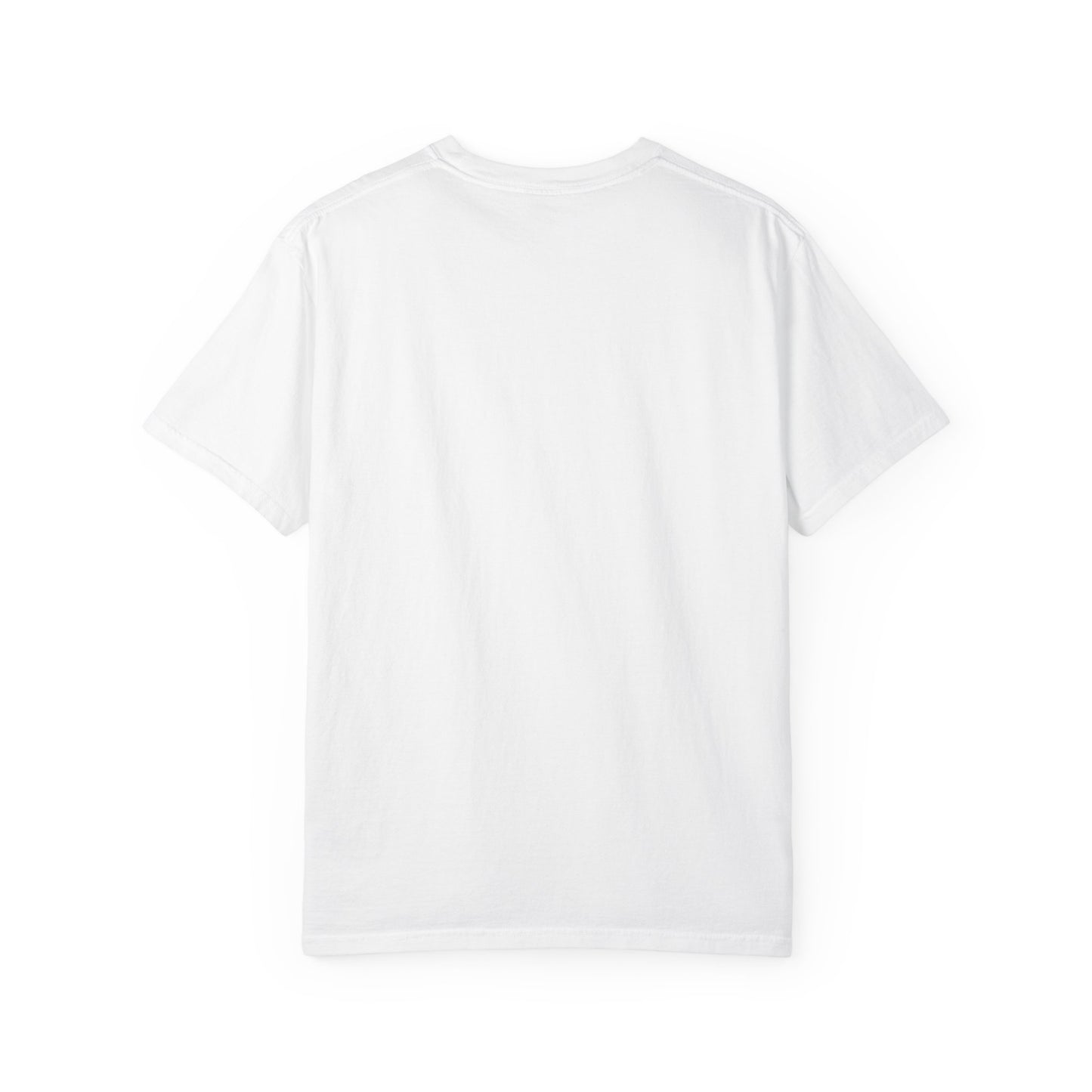 White t-shirt with cherry fruit graphic design on the chest, cute summer outfit style back view