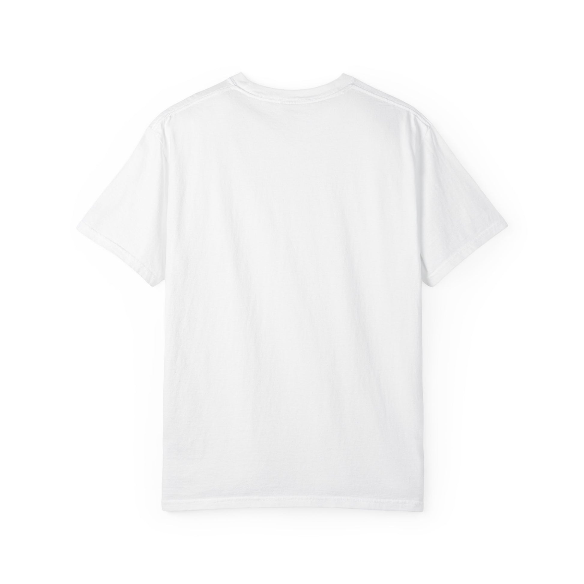 White t-shirt with cherry fruit graphic design on the chest, cute summer outfit style back view