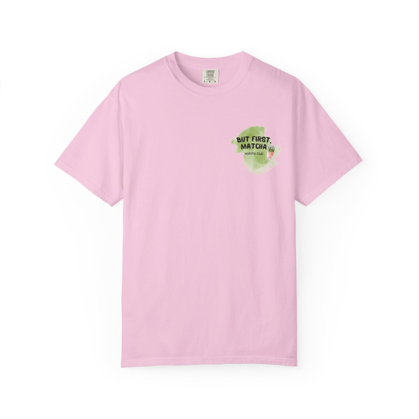 But first, matcha T-Shirt in blossom – front view