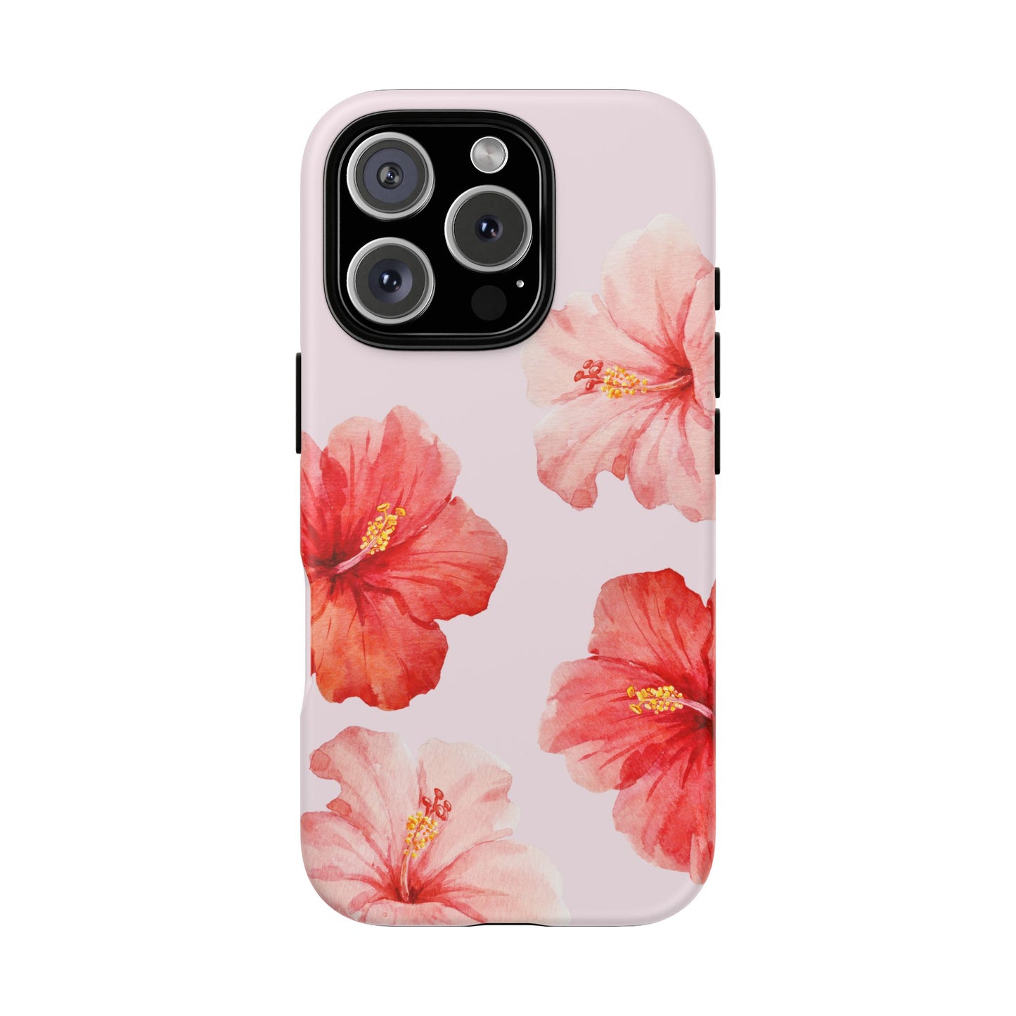Phone case with pink floral design on a white background