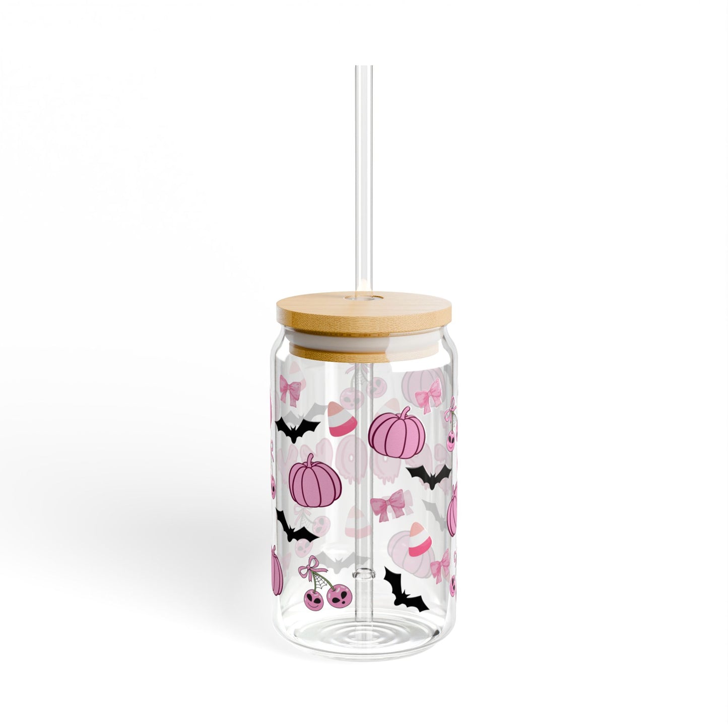 Spooky Sipper Glass with Halloween design – back view