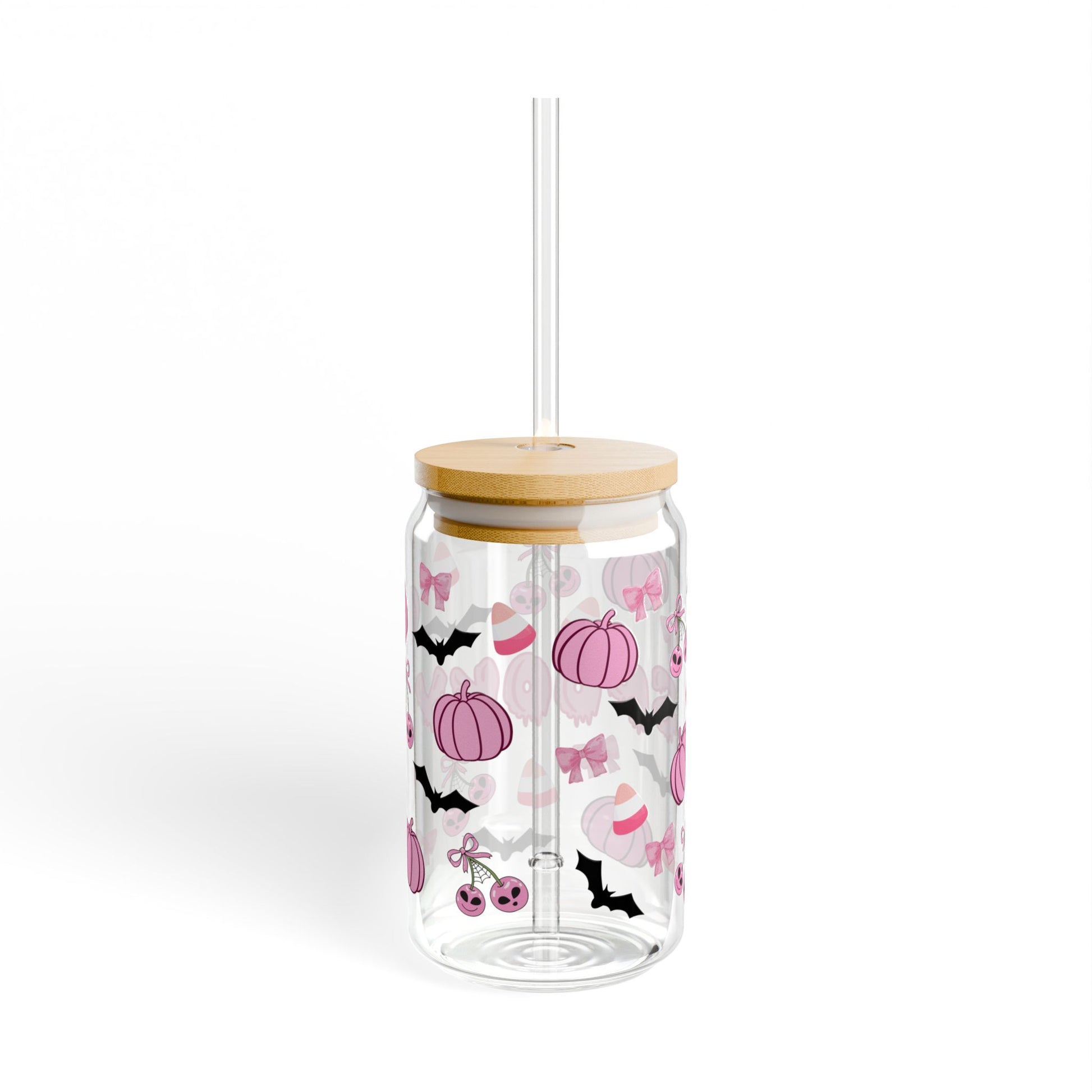 Spooky Sipper Glass with Halloween design – back view