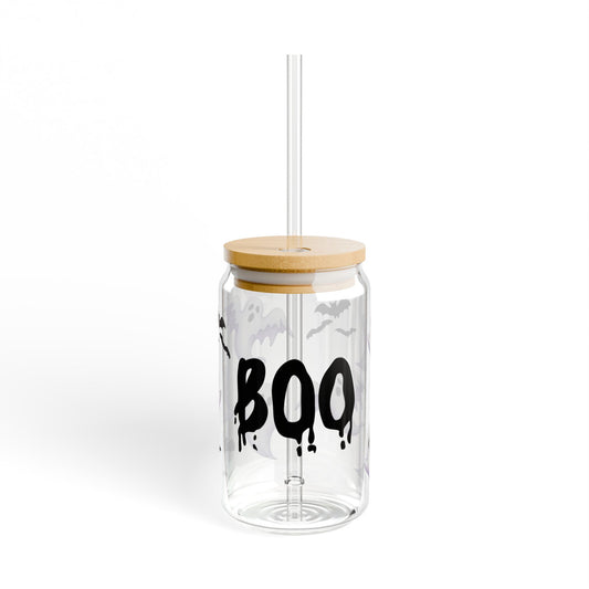 Halloween sipper glass – reusable eco-friendly drinkware with spooky design